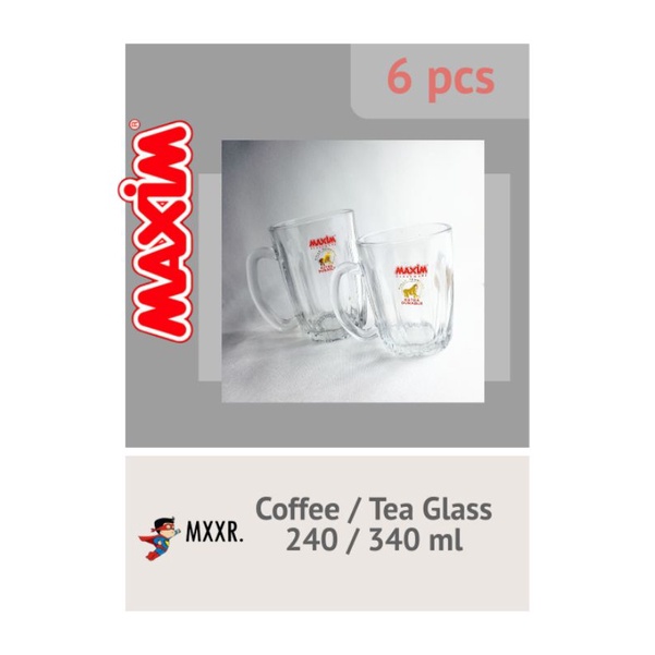 Gelas Maxim Tempered Gelas kopi atau teh 340 ml isi 6