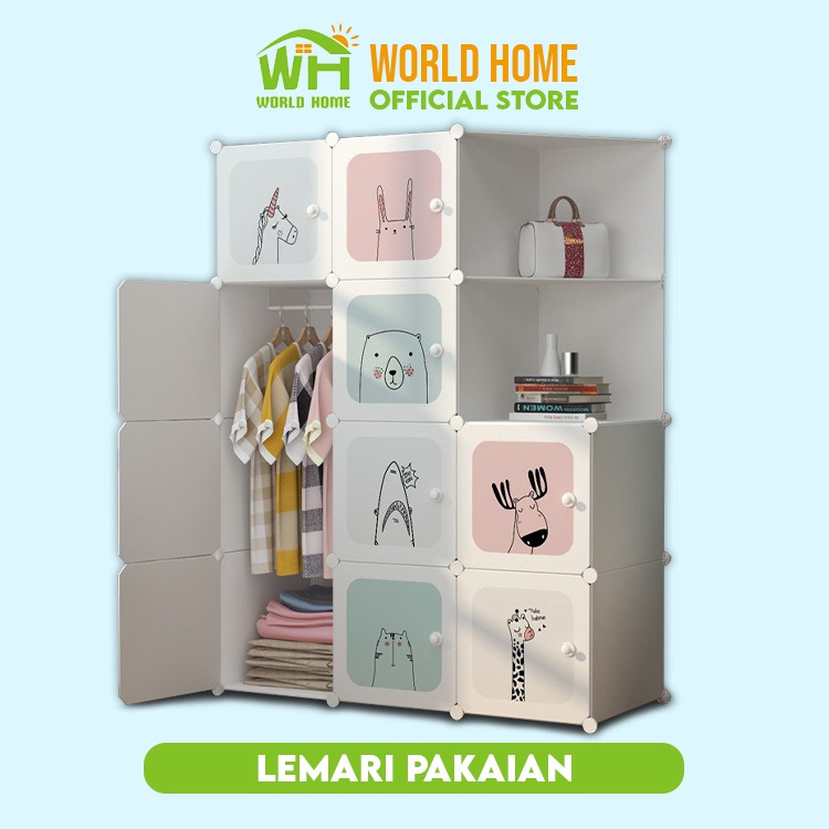 Lemari Plastik 10 Pintu 2 Rak - 1 Gantungan Lemari Plastik Lemari Serbaguna Lemari Portable