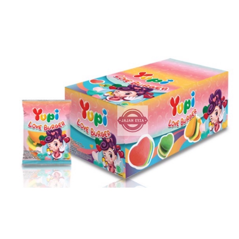 

yupi permen love burger box (1box isi 12pcs) / yupi love yupi burger