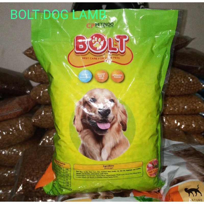 Bolt Dog Lamb Kemasan 1kg / Makanan Anjing Bolt Dog Lamb 1000gr