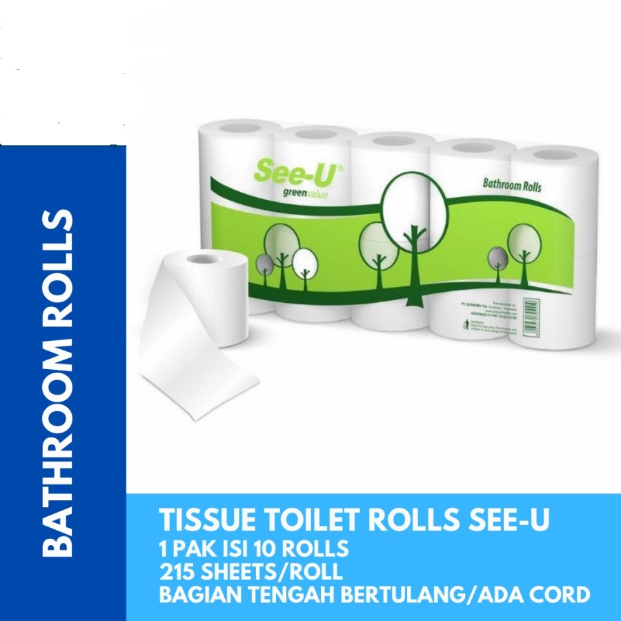 TISU GULUNG TOILET SEE-U 10 ROLL BATHROOM TISSUE BERTULANG