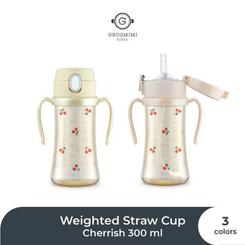 Grosmimi PPSU Cherrish Weighted Straw Cup 200ml 300ml Botol Minum Anak Premium - Tempat Minum Anak Bayi Exclusive