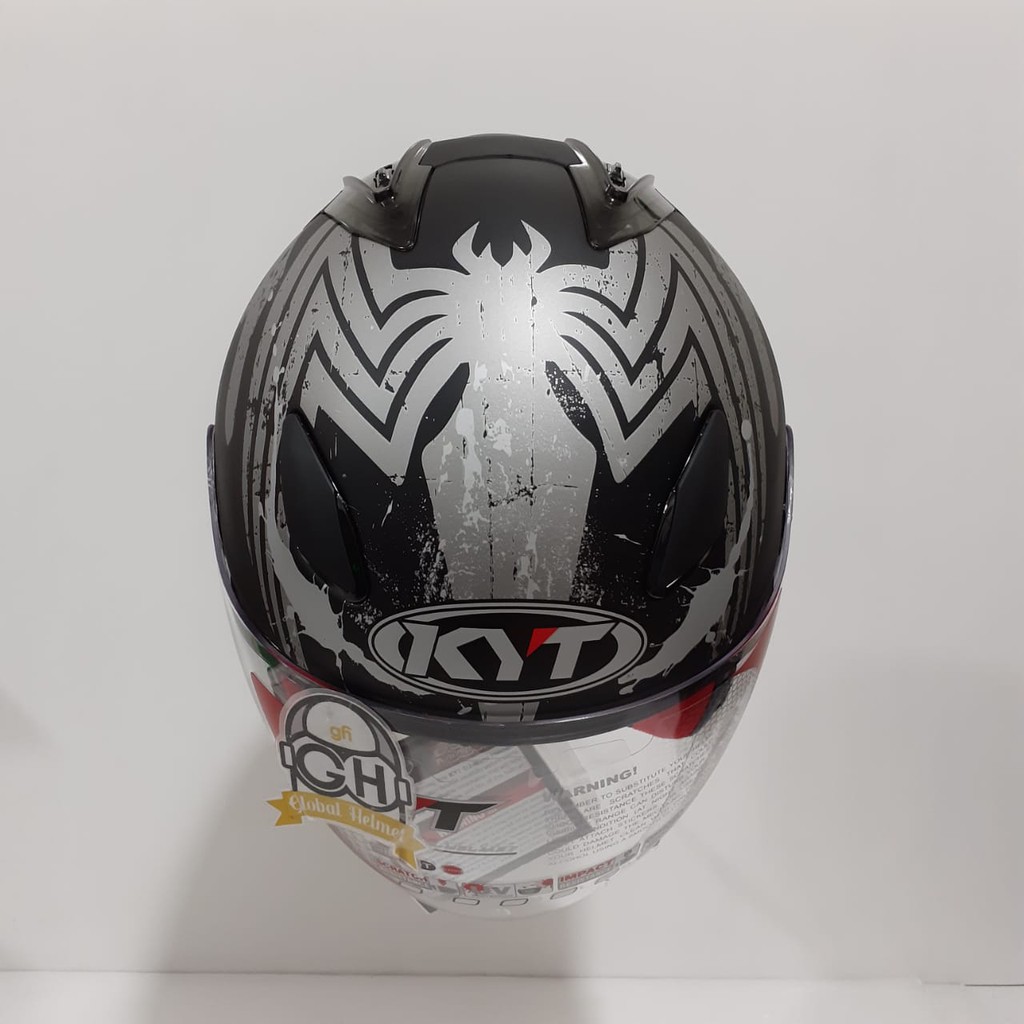 HELM HALF FACE KYT DJ MARU KYT DJMARU MOTIF VENOM SE BLACK DOFF SILVER