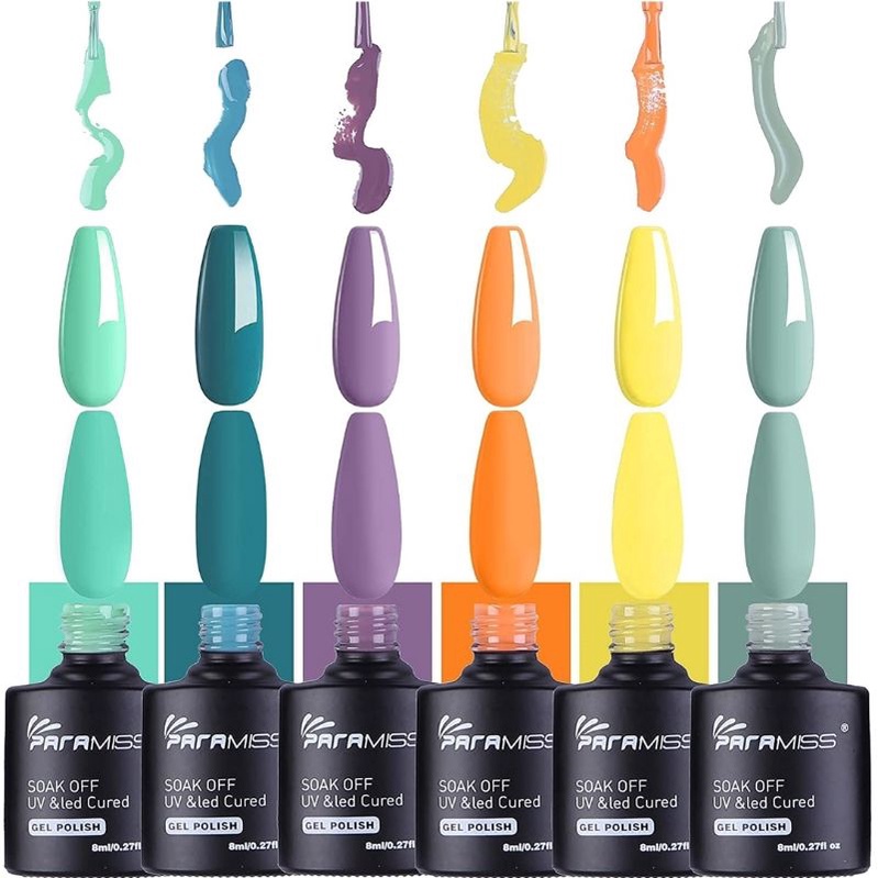 PARAMISS Gel Nail Polish Kit 6 PC Neon Gel Polish Colors Nail Polish UV Gel Nail Polish set orange