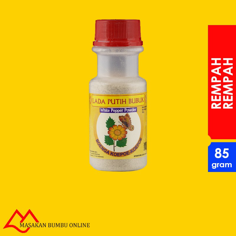 

Lada Putih Bubuk Cap Boenga Koepoe Koepoe