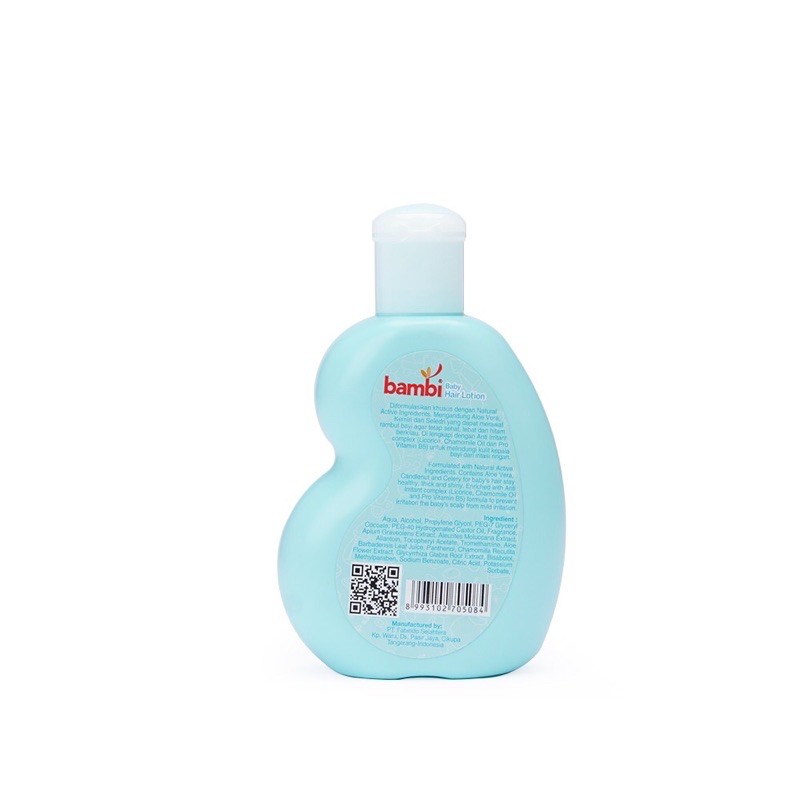 Bambi Baby Hair Lotion with Candlenut, Aloevera and Celery 100ml - Bambi Losion Rambut Bayi