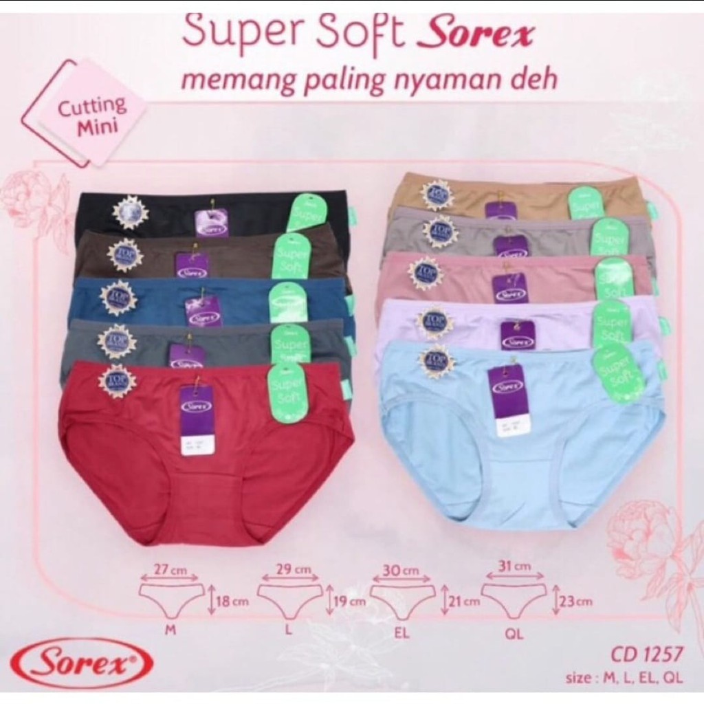 CD Sorex 1257 Wanita Celana Dalam Super Soft Wanita ORI TERMURAH ISI 3 PCS KBR STORE