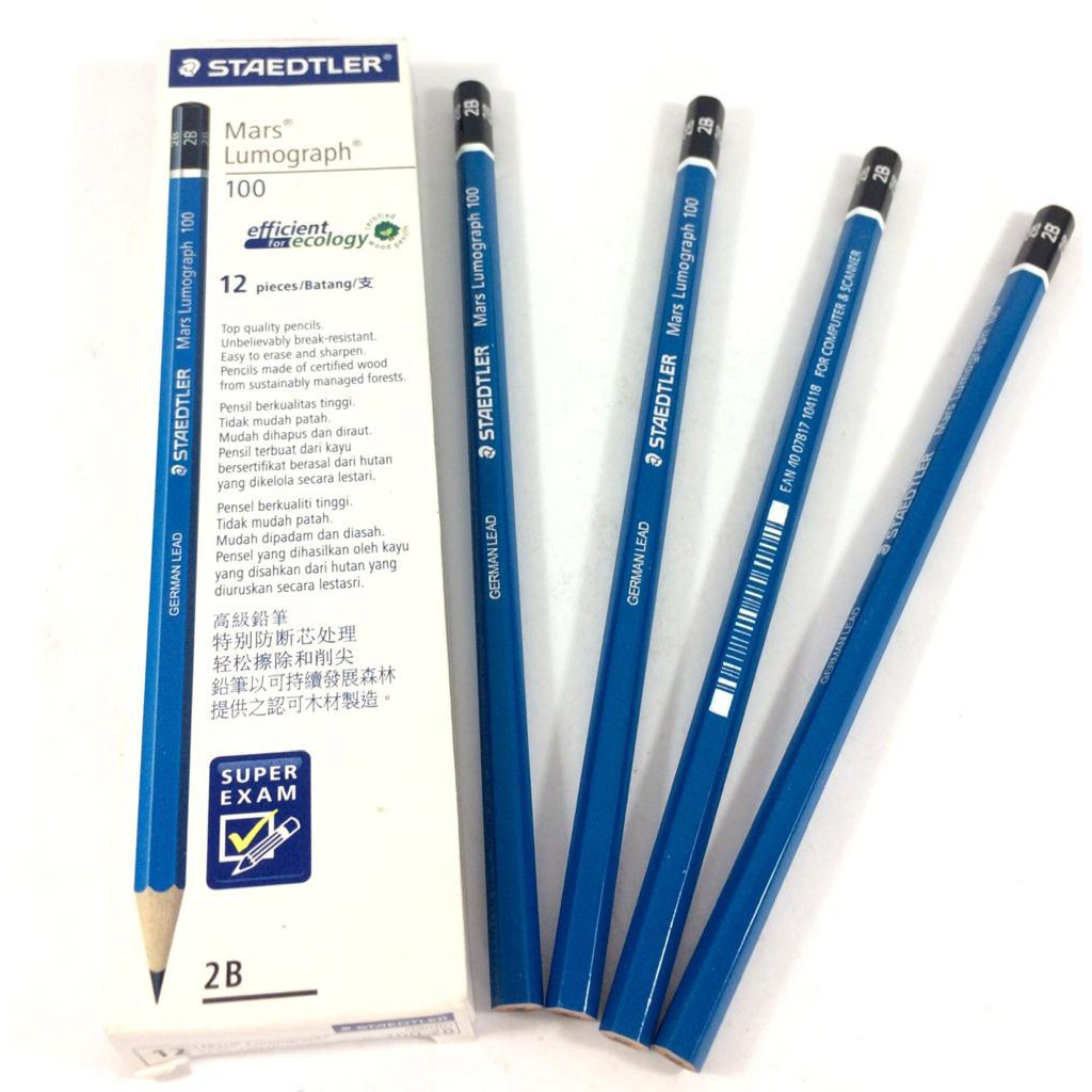 Jual Pensil 2b Staedler Staedtler Mars Lumograph 2b Blue Shopee