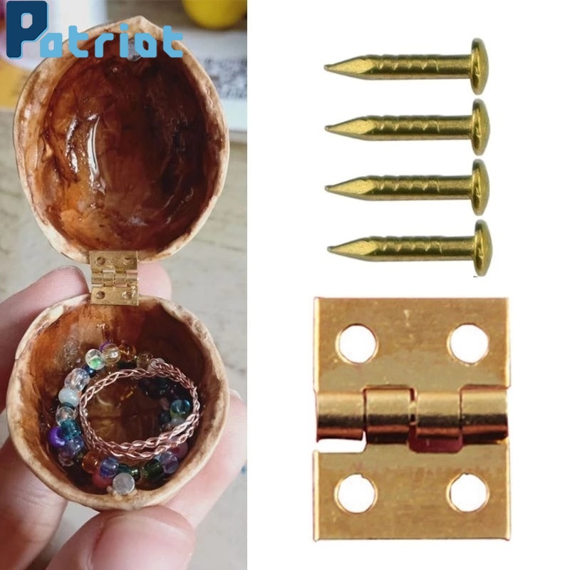 10Pcs Pure Copper Mini Metal Hinge With Nails for Wooden Box， Jewelry Chest Box ，Cabinet ，DIY Accessories