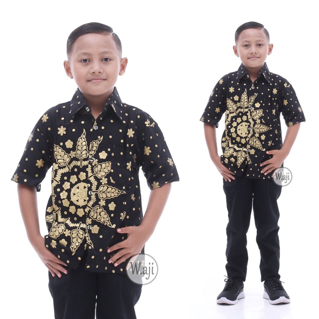 PROMO BATIK COUPLE KELUARGA SARIMBIT sania ruffle batik ori ndoro jowi motif PRADA MATAHARI HITAM-HEM ANAK