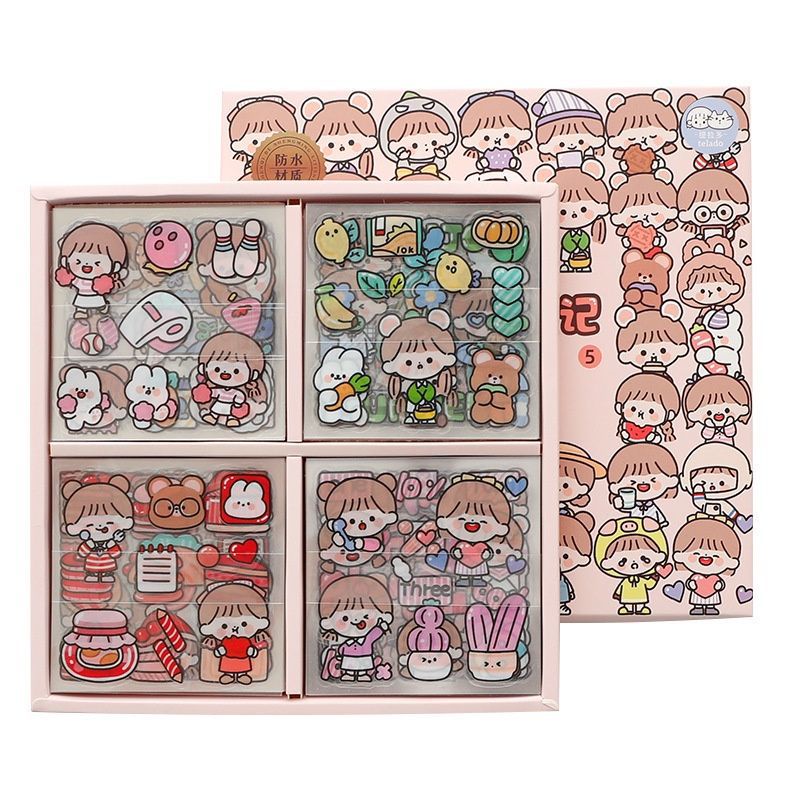 

Tempelan Sticker Happy Day Momo Perkotak Isi 100Lembar Stiker Buku Diary Botol Motif