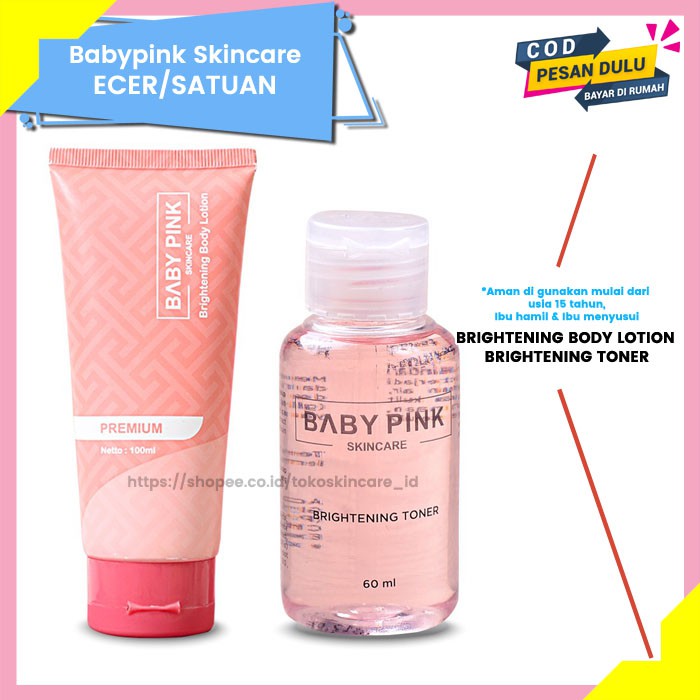 Babypink Skincare Brightening Body Lotion &amp; Toner Melembabkan Kulit | Ecer Original Aman Resmi BPOM