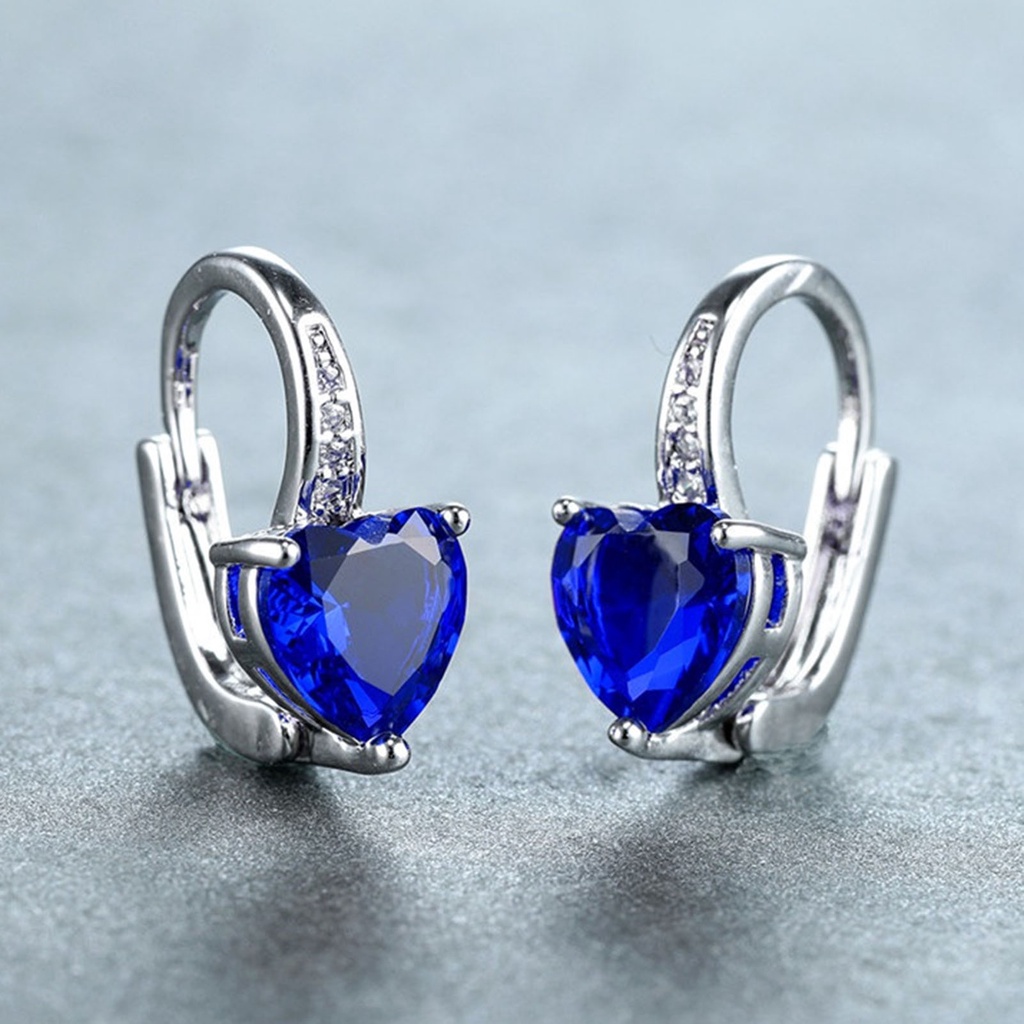 Hu Hu Hu Hu Hu Alat Bantu Pasang Kacamata♡ 1 Pasang Anting Tindik Bentuk Hati Bahan Cubic Zirconia Untuk Pesta