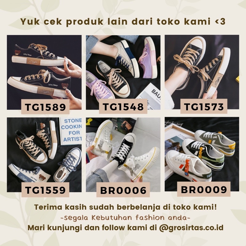 GROSIRTAS TG1559 Sepatu Sneakers Kanvas Wanita Import / Sneakers High Bear