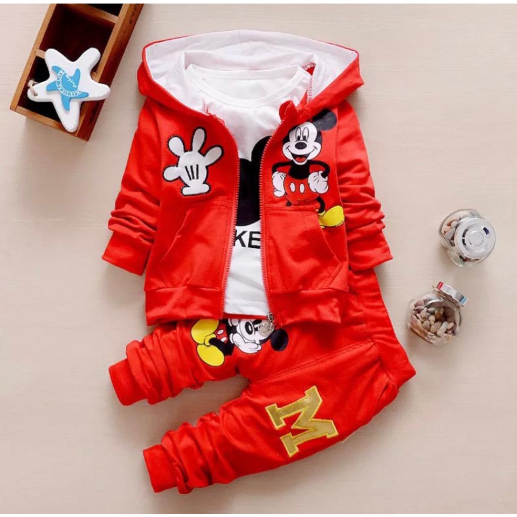 PROMO SETELAN 3 IN 1 HOODIE ANAK 1-5 TAHUN SETELAN MIKI MOUSE HOODIE ANAK LAKI LAKI DAN PEREMPUAN/ SETELAN SWEATER RESLETTING 3 IN 1 &amp; NON 3 IN 1 ANAK UNISEX 1-5 TAHUN BISA PILIH WARNA