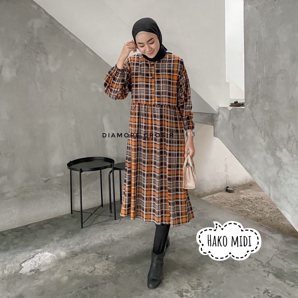 ROMI MIDI DRESS KOTAK HAKO MOELA MICAN DANBO SANSO ESTER