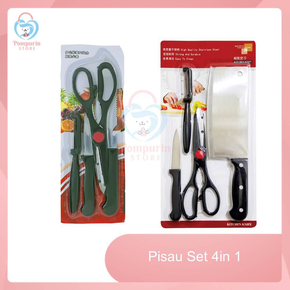 Pusat Grosir Pisau Set 4in1 - Pisau Daging / Pisau Buah, Pisau Sayur, Peeler, Gunting EoQ6AzudJO8KX