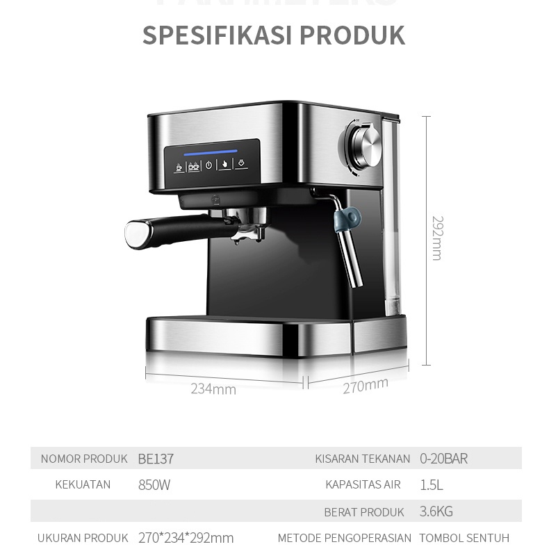 BLUE SKY Mesin Kopi Espresso /Espresso Machine / Coffe Machine 1.5 Liter