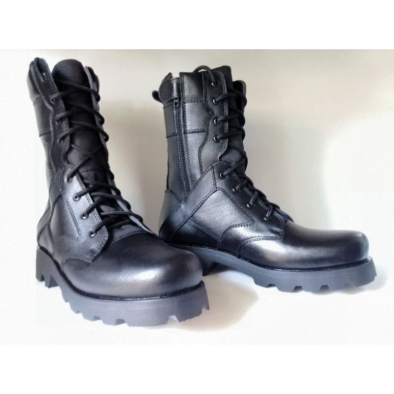 Sepatu pdl kulit hitam dop tni brimob
