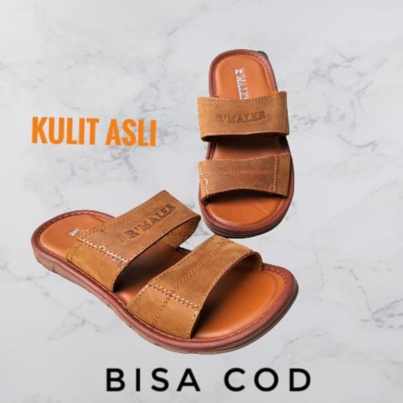 sandal kulit pria/ sandal santai kasual/ sandal ban 2/ sandal slip on