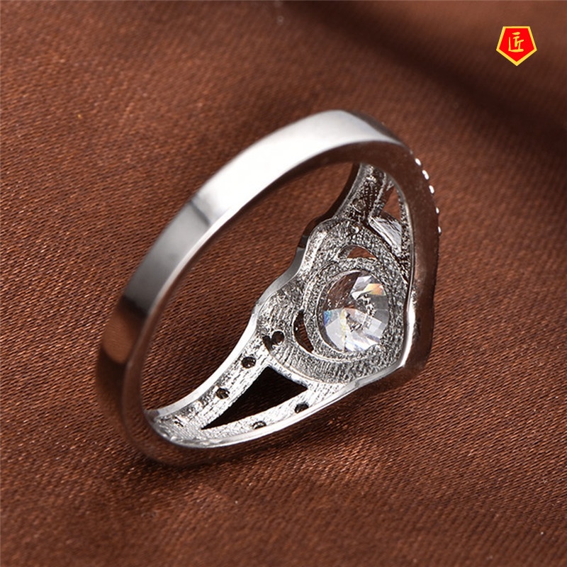 [Ready Stock]Full Diamond Heart-Shaped Ring Female Classic Personality