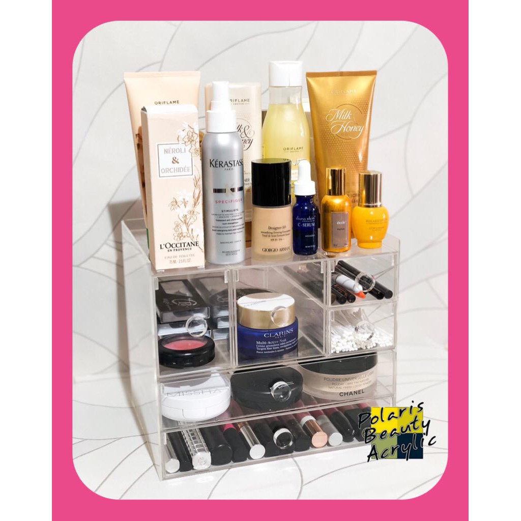 RAK KOSMETIK ACRYLIC-TEMPAT MAKEUP AKRILIK-BEAUTY CASE AKRILIK-SIGNORA