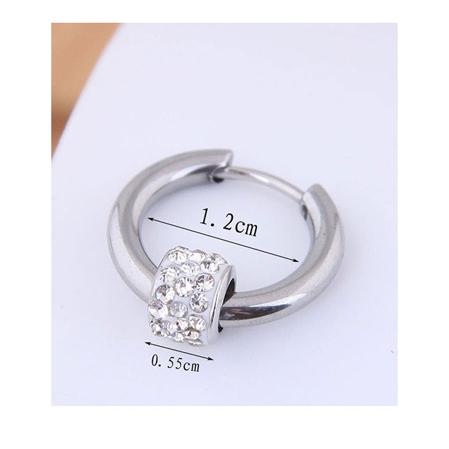 LRC Anting Tusuk Fashion Silver Titanium Steel Stud  A59359