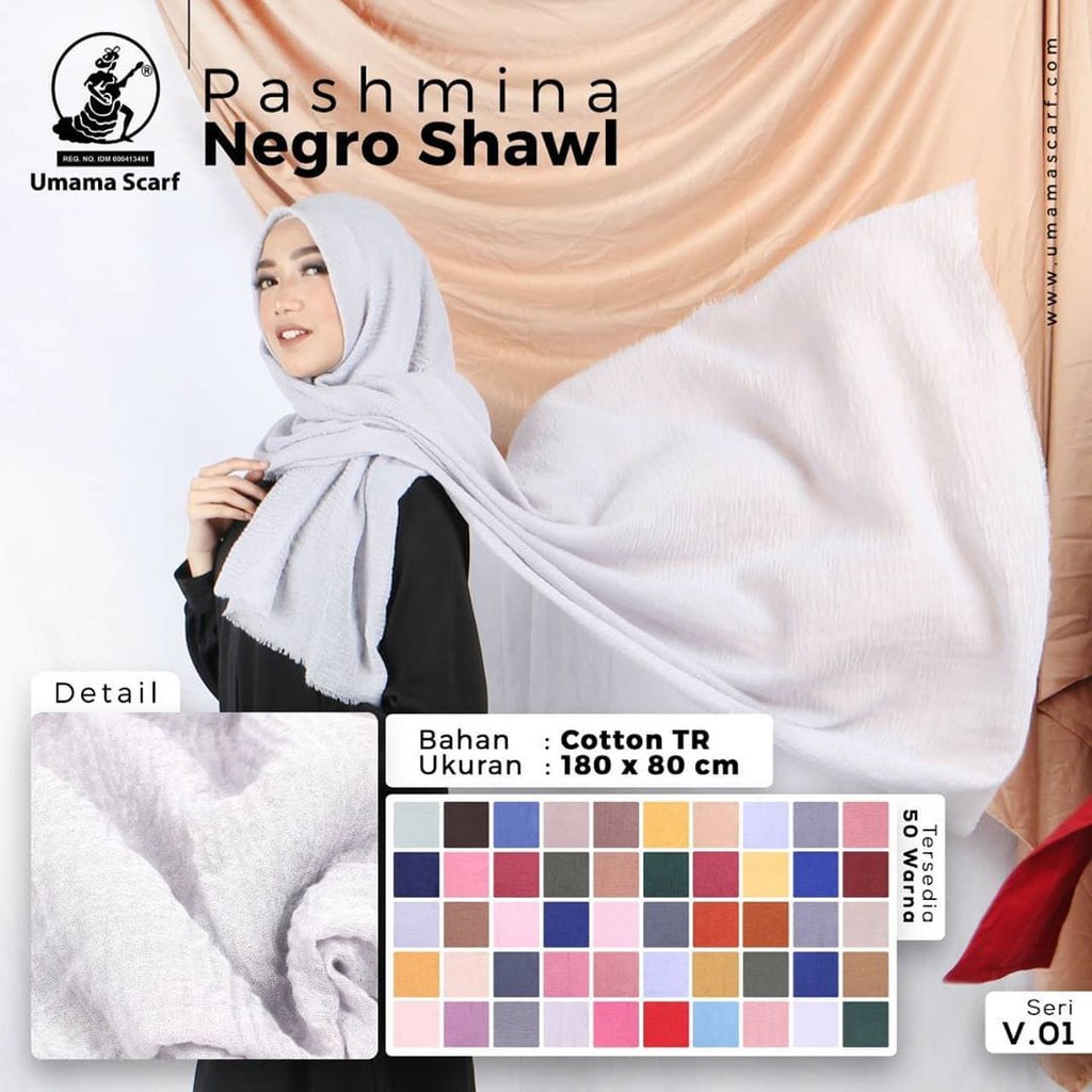 Pashmina CRINKLE NEGRO UMAMA Polos ( Plain Pleated