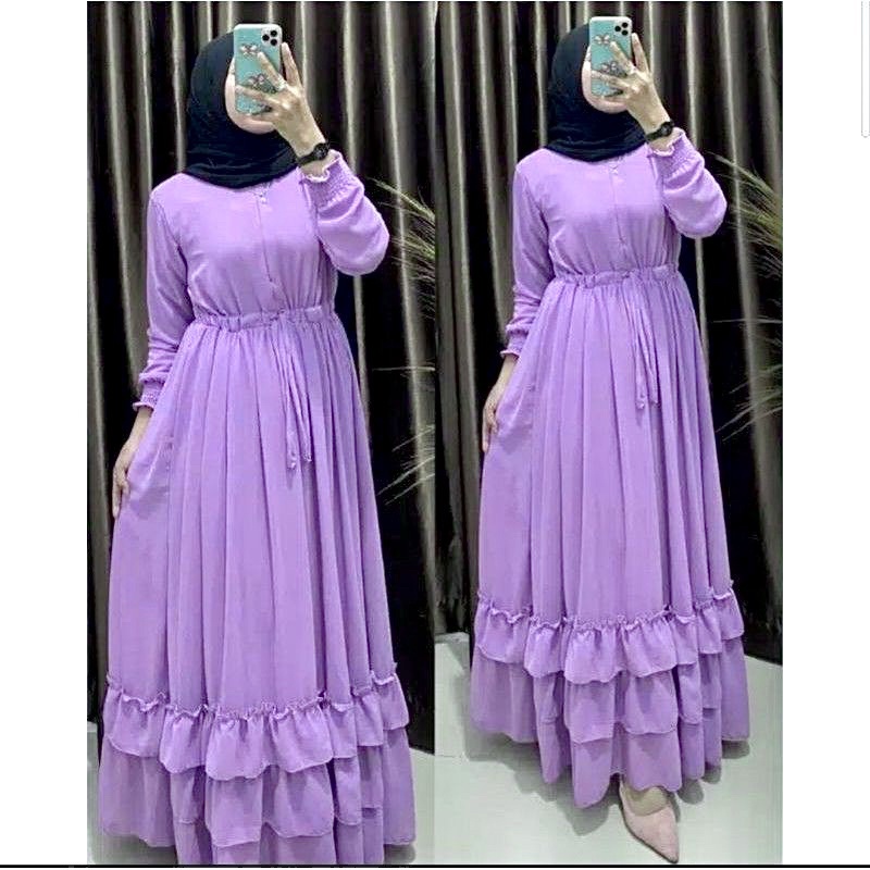 Gamis ceruty polos DEWASA MAYUNG UMPAK BAWAH full furing