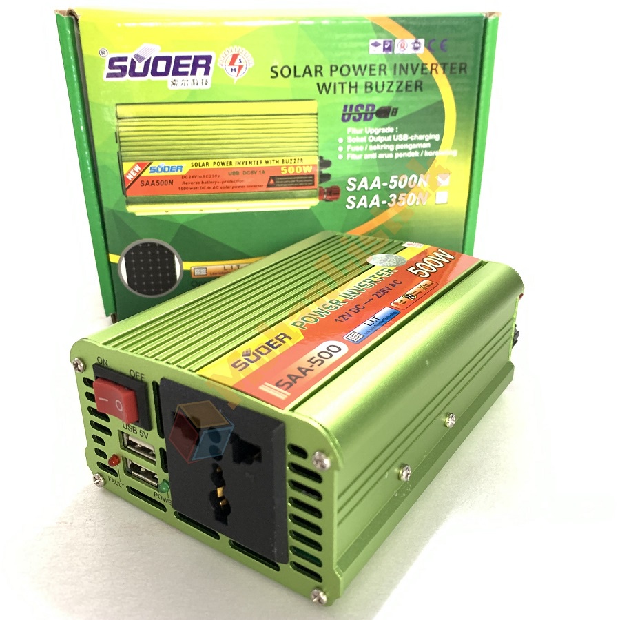 Power Inverter Suoer 500W 500 Watt DC 12V to AC 220V SAA-500