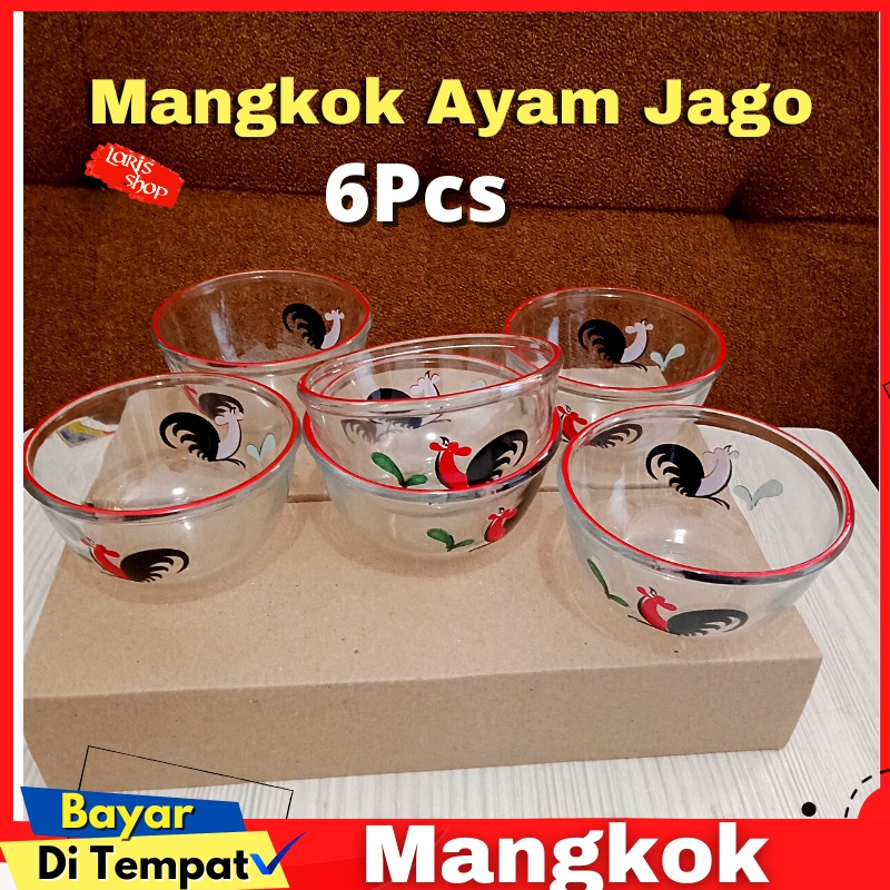 Mangkok Mangkuk Kecil  Kaca ayam Jago (6 Pcs)