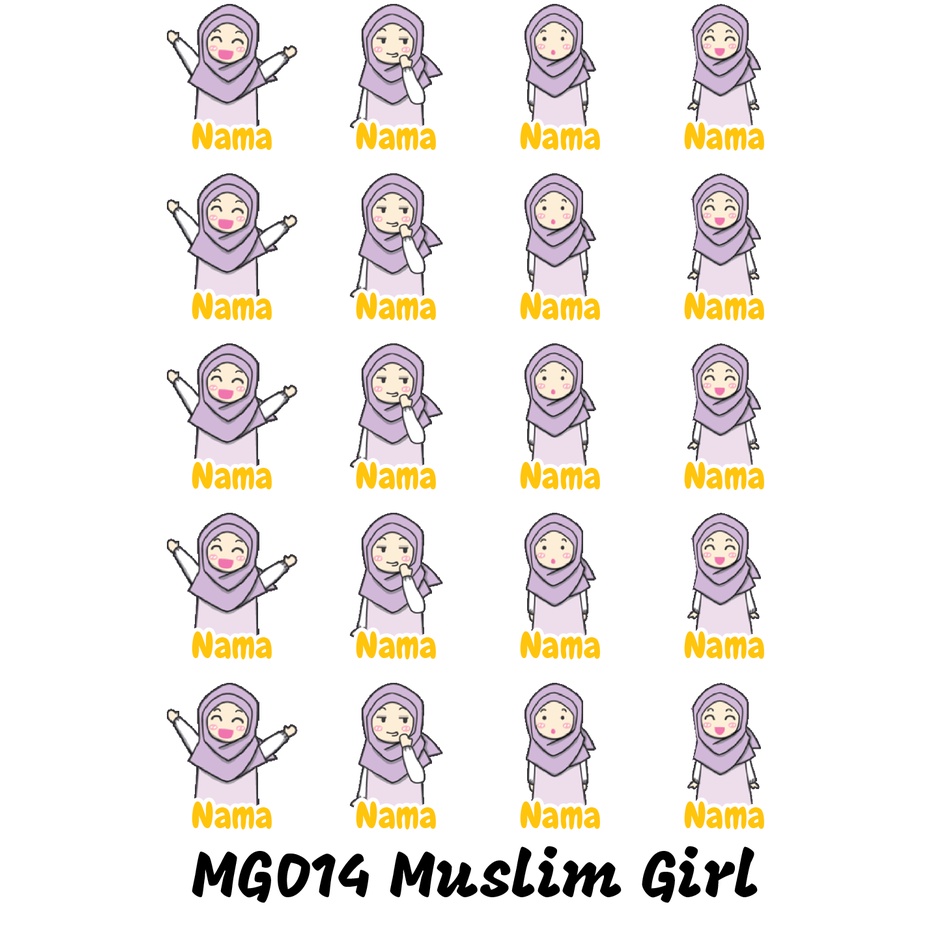 

Sticker Nama Cutting Label Waterproof Tahan Air Muslim Girl 14 (MG014)