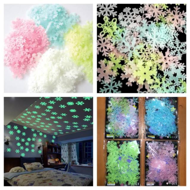 Wall Stiker / Sticker Salju | Snow Flake | Glow in the Dark per 50 pc