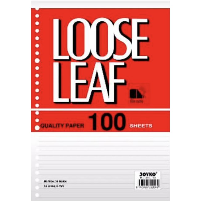 

LOOSE LEAF JOYKO KERTAS BINDER REFFIL BERGARIS PUTIH ISI 100 B5 RING 26 LUBANG 36 GARIS PER PAK