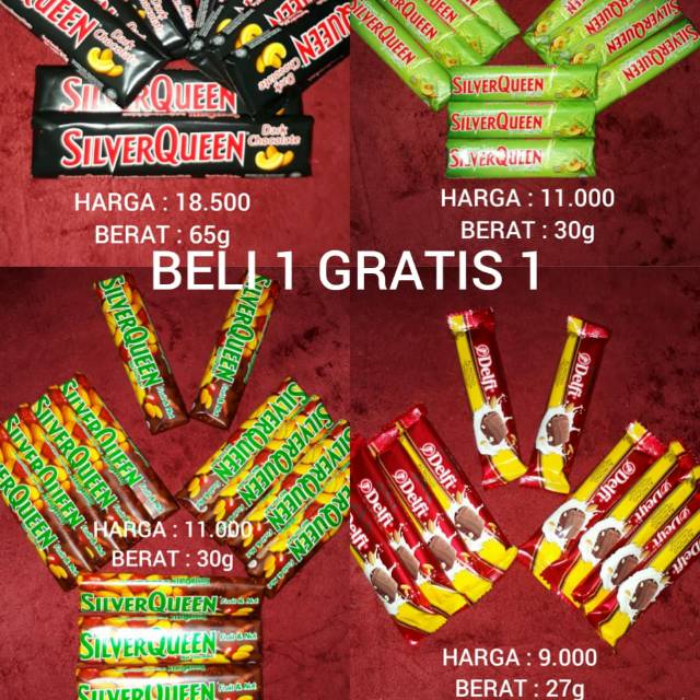 

COKELAT SILVERQUEEN DAN DELVI BELI 1 GRATIS 1