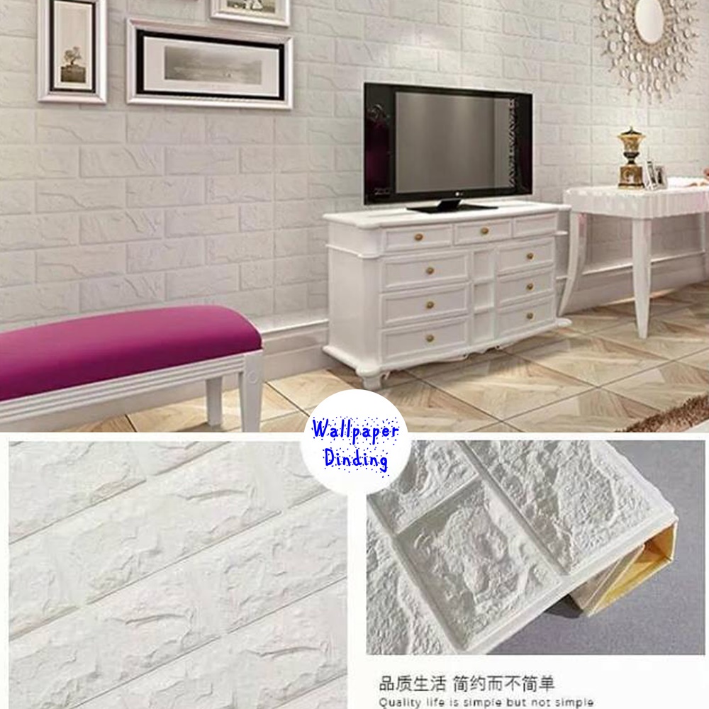 Wallpaper Dinding Foam Batu Bata 3D Modern 70 x 77cm Wall Sticker