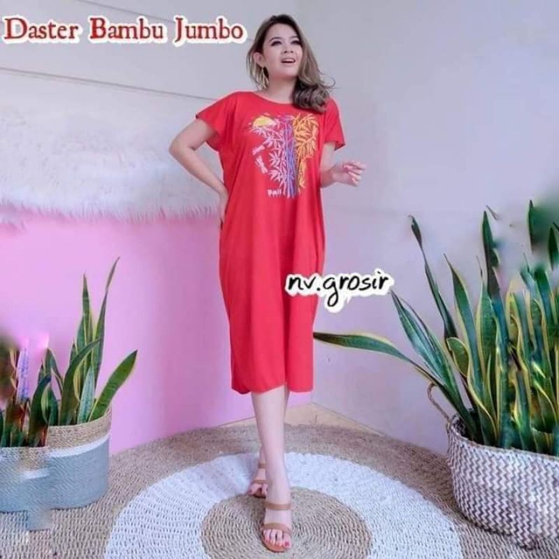 DASTER BAMBU JUMBO BALI KAIN HALUS-Merah G034