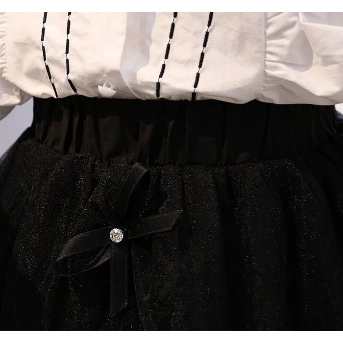 (LOLI-JKT) BS-164 STELAN ANAK CEWEK PUTIH HITAM TUTU SIZE 100-140