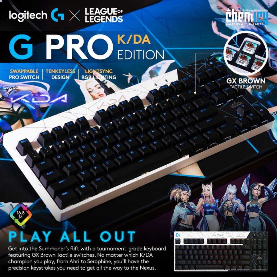 Logitech G Pro K/DA RGB TKL Mechanical Gaming Keyboard