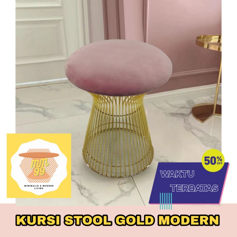 DEZA - KURSI STOOL GOLD MINIMALIS KURSI STOOL MODERN STOOL BULAT STOOL MEJA RIAS KURSI MEJA RIAS KUR