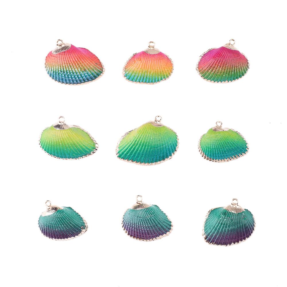 2 pcs/lot Disepuh Threaded Kerang Untuk Membuat Perhiasan DIY Fashion Kalung Gelang Temuan Buatan Tangan Liontin