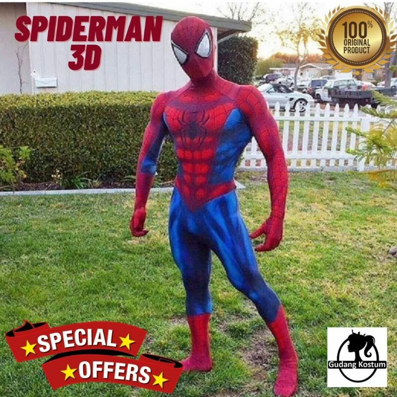 READY Original Kostum Superhero Spiderman 3D dewasa Premium