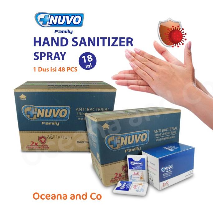 NUVO Hand Sanitizer Spray Pocket ORIGINAL 18 ml 1 DUS ISI 48 Pcs MURAH