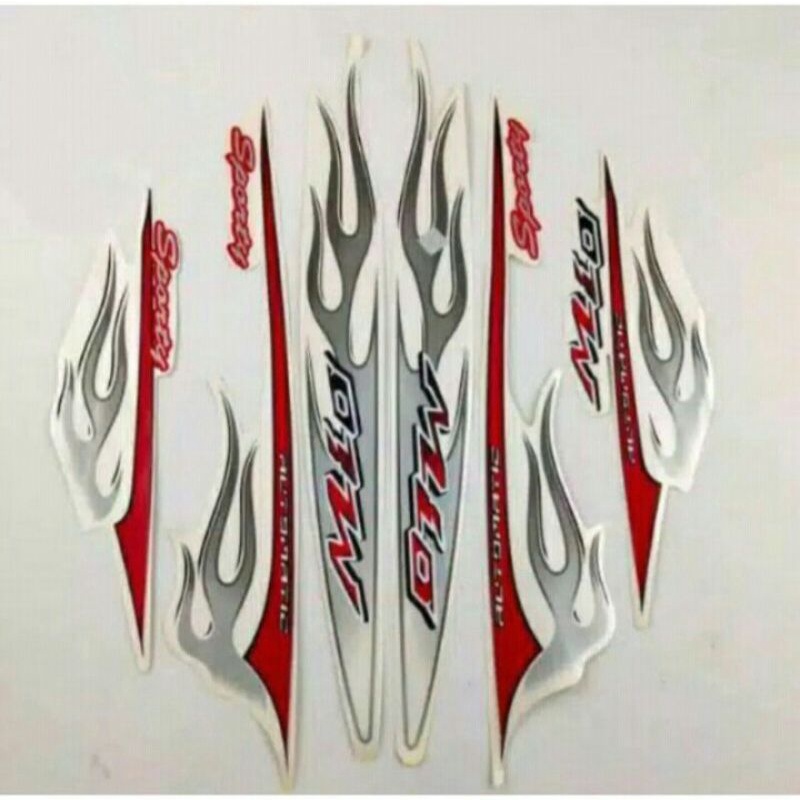 STRIPING YAMAHA MIO SPORTY MOTIF API PUTIH 2006
