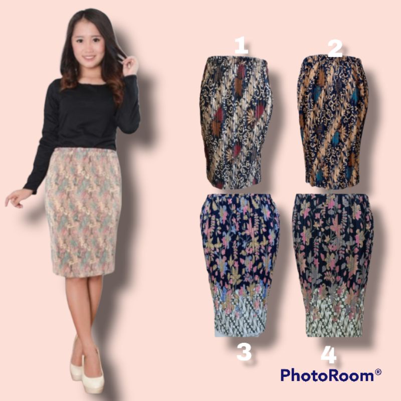 rok plisket batik pendek