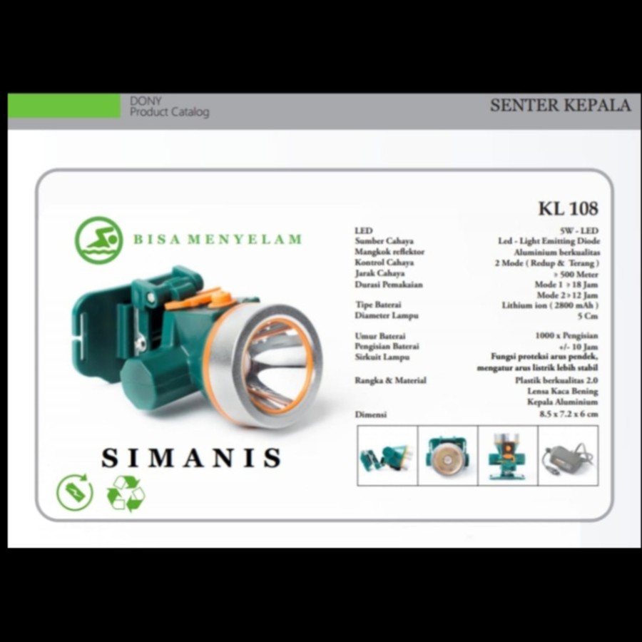 Senter kepala DONY cas KL-108