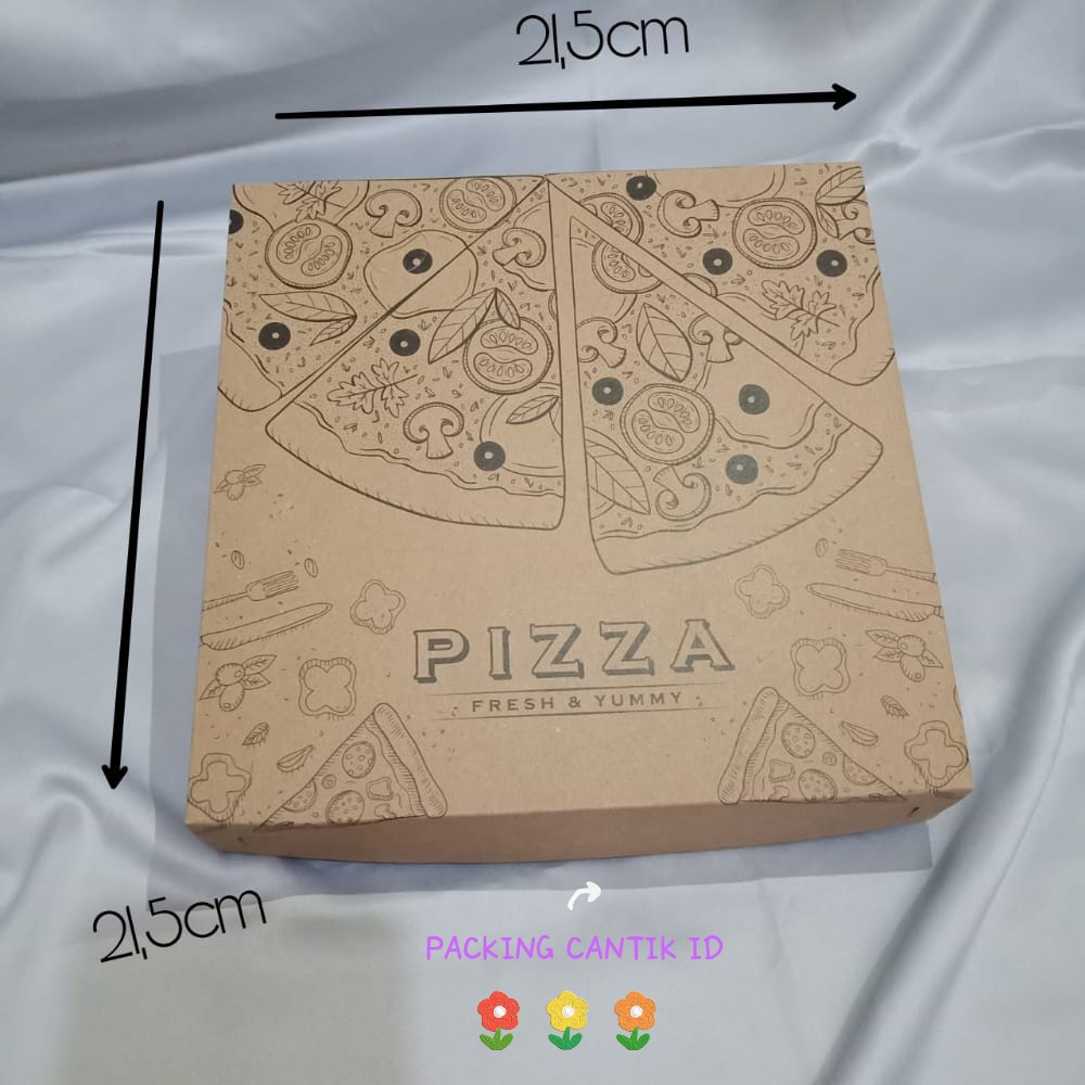 

[packing cantik id] Box pizza/ dus Pizza satuan ukuran 21,5x21,5 brown kraft / 5PCS