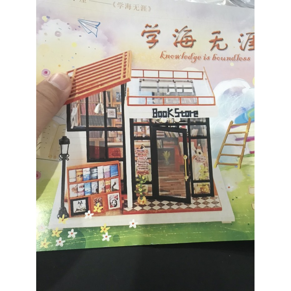 READY STOCK Doll house miniature rumah boneka bookstore toko buku 2