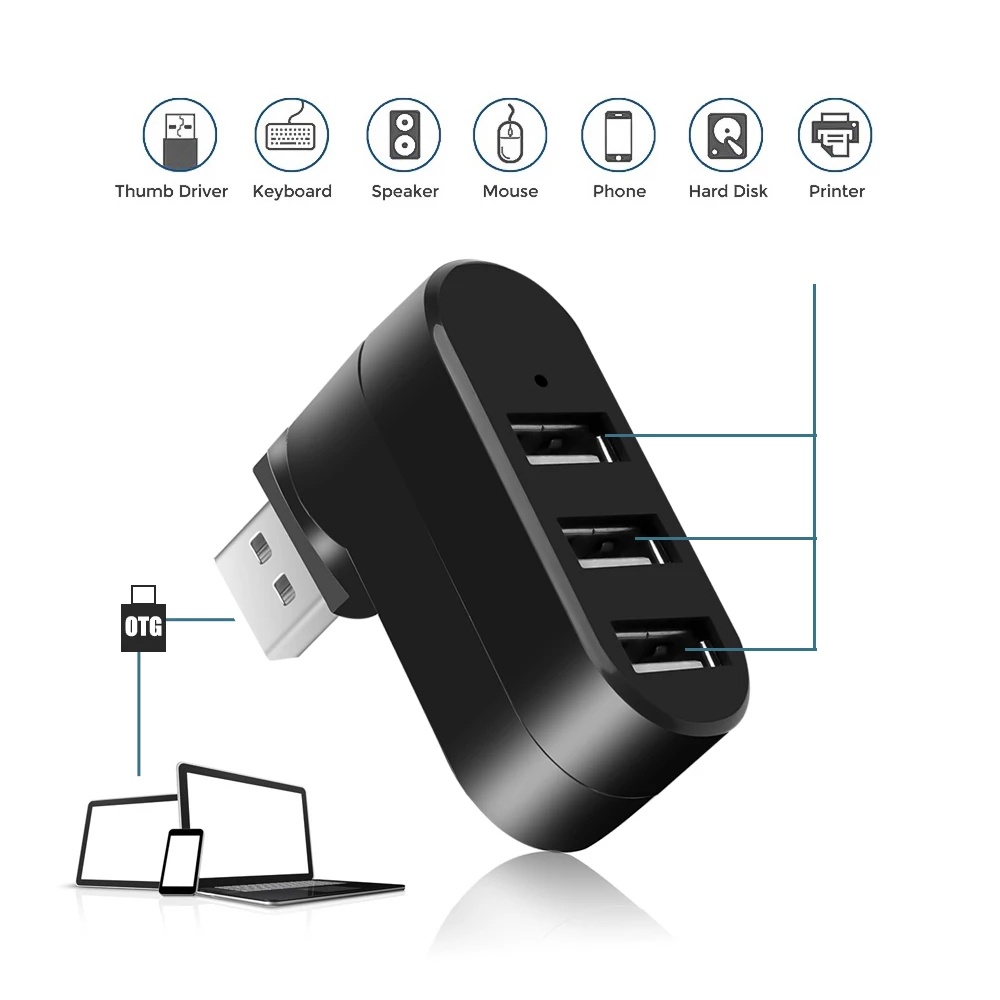 1pc Adapter Hub Usb 2.0 3 Port 2.0 Kecepatan Tinggi Untuk Komputer Pc / Laptop