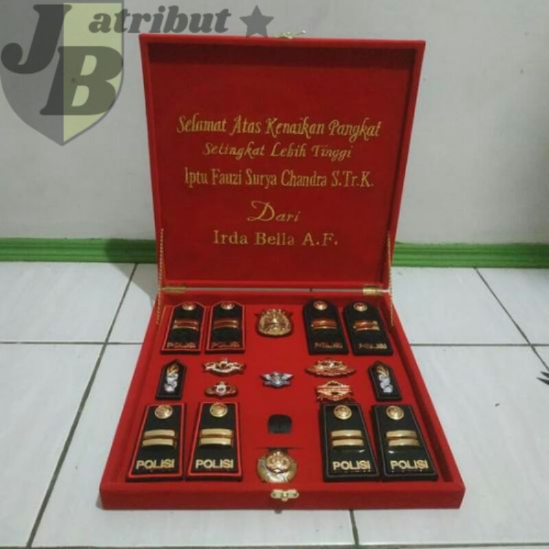 Jual Pangkat Iptu Polisi Pdh Pdu Lis Bordir Merah Hitam Mika Kilap Box Set Custom Shopee